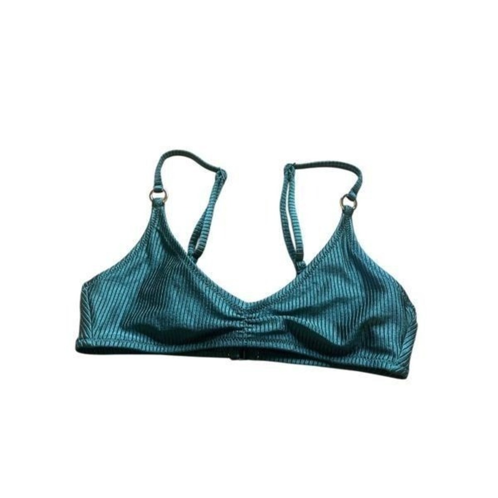 Aerie Ribbed Teal Swim Top‎ Bikini Bra Cups Adjustable Straps XS